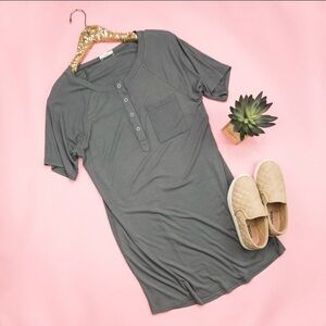 Mittoshop Gray Buttoned T-Shirt Dress